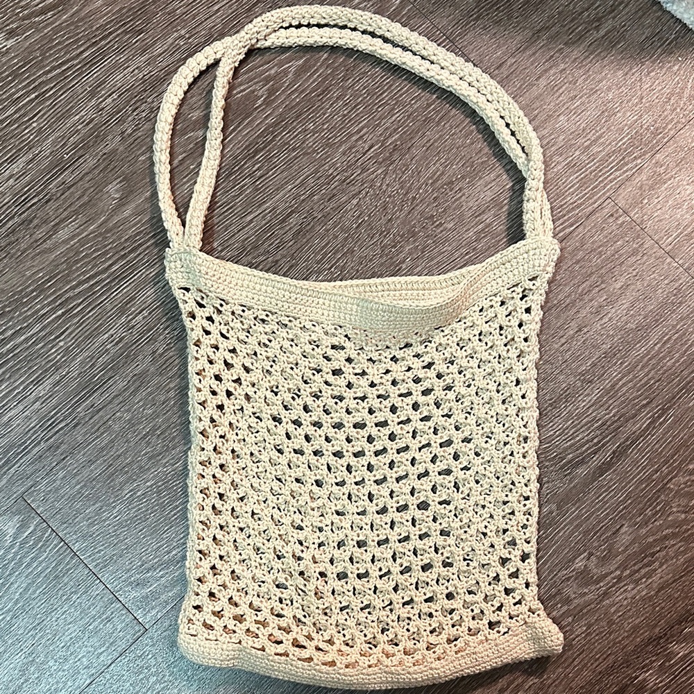 Elegant Cream Crochet Tote Bag